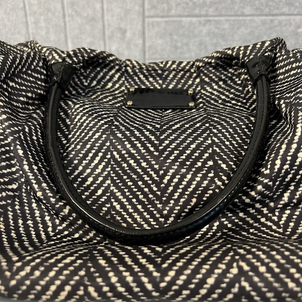Kate Spade Stevie Baby Diaper Bag Black Herringbone Chevron Tote w/ Changing Pad - Picture 9 of 16
